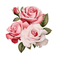 AI Generative Watercolor bouquet of roses isolated on transparent background png