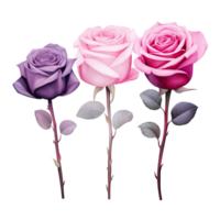 AI Generative Watercolor bouquet of roses isolated on transparent background png