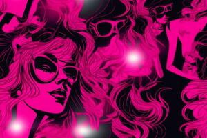 abstract barbie pink neon on background photo