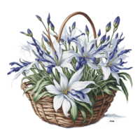 Watercolor Floral Basket, Watercolor Basket, Flower Basket, Watercolor Floral Flower Design, Watercolor Flower Arrangements Floral, Watercolor Flower Design, Wedding Decoration, AI Generated png