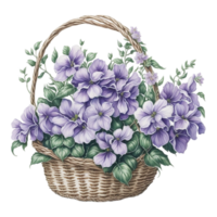 Watercolor Floral Basket, Watercolor Basket, Flower Basket, Watercolor Floral Flower Design, Watercolor Flower Arrangements Floral, Watercolor Flower Design, Wedding Decoration, AI Generated png