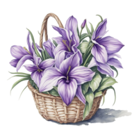 Watercolor Floral Basket, Watercolor Basket, Flower Basket, Watercolor Floral Flower Design, Watercolor Flower Arrangements Floral, Watercolor Flower Design, Wedding Decoration, AI Generated png