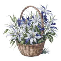 vattenfärg blommig korg, vattenfärg korg, blomma korg, vattenfärg blommig blomma design, vattenfärg blomma arrangemang blommig, vattenfärg blomma design, bröllop dekoration, ai genererad png