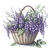 waterverf bloemen mand, waterverf mand, bloem mand, waterverf bloemen bloem ontwerp, waterverf bloem regelingen bloemen, waterverf bloem ontwerp, bruiloft decoratie, ai gegenereerd png