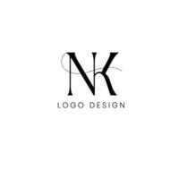 nk inicial letra logo diseño vector