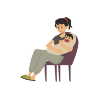 Tired frustrated mother in need of help, flat illustration isolated. png