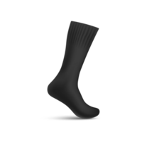 Black realistic long sock with shadow mockup, illustration png