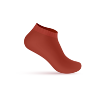 Red low cut sock realistic 3d mockup. Hidden non slip sport sock with elastic band on the foot, illustration. png