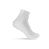 White ankle length sock realistic mockup. Ribbed sport sock 3d illustration, isolated on white background. png