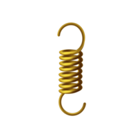 Helical extension golden spring, 3D model of machine detail. Tension metal spring with hooks at the ends. png