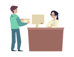 Client paying for goods to cashier flat cartoon illustration isolated. png
