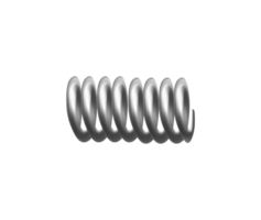 Helical compression spring, realistic 3D model. Machine detail, compressed coil spring made of steel or iron. png