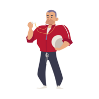 Sports trainer or kids school team coach flat vector illustration isolated. png