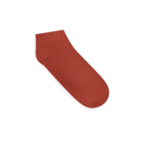 Low cut red sock 3d mockup. Quarter non slip sock realistic clipart, isolated on white background. png