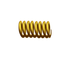 Golden metal springs in 3D realistic illustration isolated on white. png
