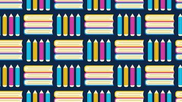 Colorful books and pencils seamless pattern. School vector background for covers, wrapping paper, wallpaper