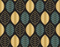 Seamless pattern of golden and blue leaves. Perfect for wrapping paper, wallpaper, surface textures, textiles. vector