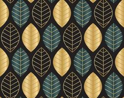 Seamless pattern of golden and blue leaves. Perfect for wrapping paper, wallpaper, surface textures, textiles. vector