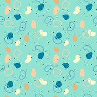 Stone seamless pattern of small stones and sand, ocean seashore on a blue background, abstract shapes. vector