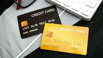 Concept of finance, banking and credit cards, for use in financial matters. photo