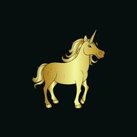 Gold Vector Illustration of a Unicorn