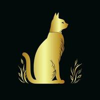 Gold Vector Illustration of a Cat Sitting