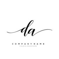 initial letter DA logo, flower handwriting logo design, vector logo for women beauty, salon, massage, cosmetic or spa brand art.