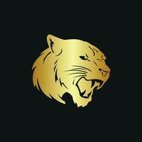 Gold Leopard Head on Solid Black Background vector