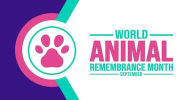 septiembre es mundo animal remembranza mes antecedentes modelo. fiesta concepto. fondo, bandera, cartel, tarjeta, y póster diseño modelo con texto inscripción y estándar color. vector