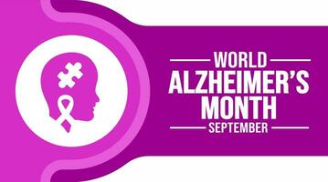 septiembre es mundo alzheimers mes antecedentes modelo. fiesta concepto. fondo, bandera, cartel, tarjeta, y póster diseño modelo con texto inscripción y estándar color. vector ilustración.