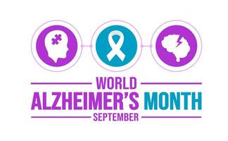 septiembre es mundo alzheimers mes antecedentes modelo. fiesta concepto. fondo, bandera, cartel, tarjeta, y póster diseño modelo con texto inscripción y estándar color. vector ilustración.