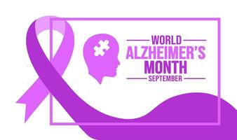 septiembre es mundo alzheimers mes antecedentes modelo. fiesta concepto. fondo, bandera, cartel, tarjeta, y póster diseño modelo con texto inscripción y estándar color. vector ilustración.