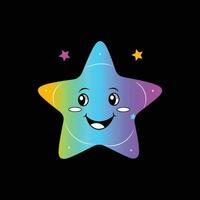 contento estrella con arco iris color, vector ilustración