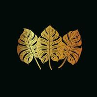 Gold Vector Illustration of a Monstera