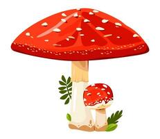 A poisonous mushroom fly agaric. Cartoon vector illustration.