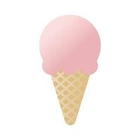 pink ice cream icon with a brown cone vector