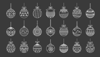 Christmas ball line icon.Set of simple christmas balls isolated on gray background.Holiday christmas decoration vector