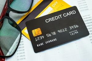 Concept of finance, banking and credit cards, for use in financial matters. photo