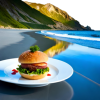 unhygenic food near beautiful landscape generative with AI png