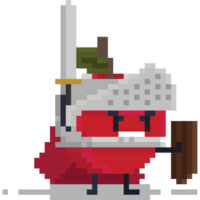 Pixel art apple knight character png