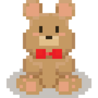 Pixel art baby bear character with red heart png