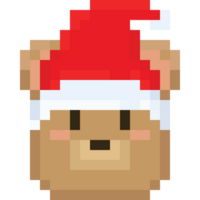 pixel arte Urso cabeça com Natal chapéu png