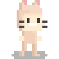Pixel art boy in cat mascot suit png
