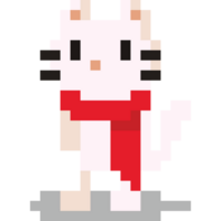 pixel konst jul katt karaktär med röd scarf png