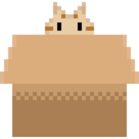 pixel kunst gember kat karakter hoofd omhoog van de papier doos png
