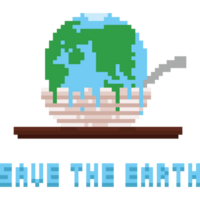 Pixel art global warming illustration png