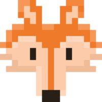 Pixel art red fox head icon png