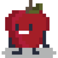 Pixel art red apple character png