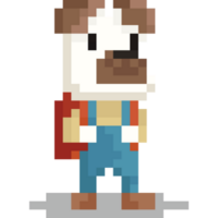 Pixel art student dog character png