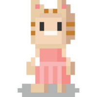 pixel tecknad serie katt flicka karaktär png